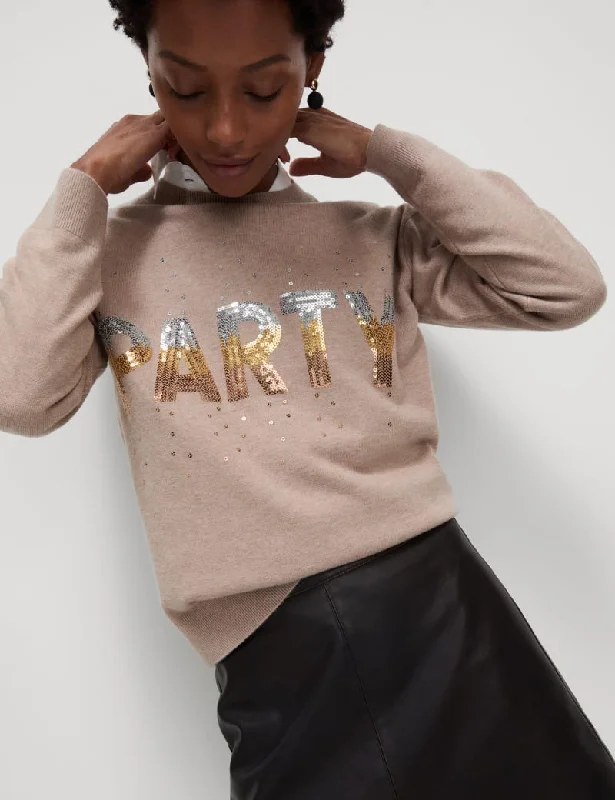 Soft Touch Sequin 'Party' Christmas Jumper Spandex Rayon Corduroy