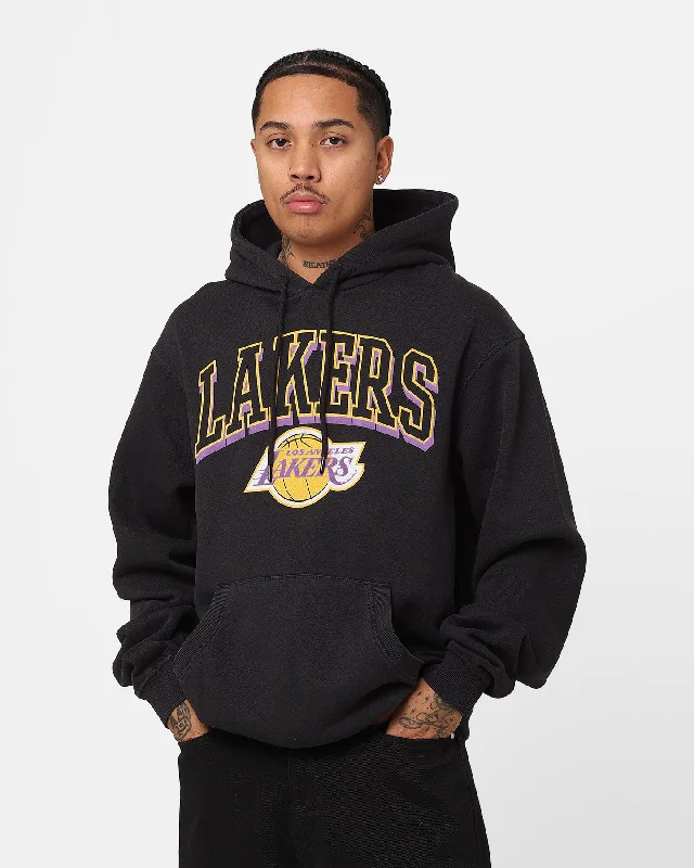 Mitchell & Ness Los Angeles Lakers Vintage Keyline Logo Hoodie Faded Raven Hoodie with Raglan Sleeves Sporty Comfortable