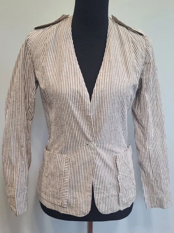 Seersucker Army Nurse Jacket <br> (B-36" W-29.5") Striped Jacket Polka Dot Jacket Floral Jacket