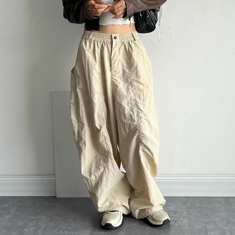 Advbridge Y2k Baggy Cargo Pants Women Summer Vintage Streetwear Parachute Harajuku Sweatpants Hip Hop Oversize Jogger Wide Trousers Trousers Summer Linen