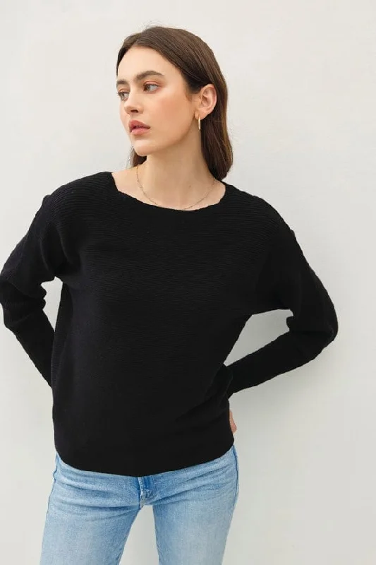 Be Cool The Shelby Sweater Boat Neck Dolman Sleeve Pullover Knit Top Bateau Neck Pullover