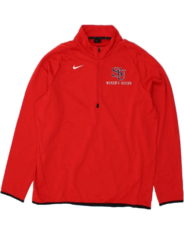 NIKE Womens Dri Fit Graphic Zip Neck Pullover Tracksuit Top UK 18 XL Red Faux Fur Trim NIKE Womens Dri Fit Graphic Zip Neck Pullover Tracksuit Top UK 18 XL Red Faux Fur Trim