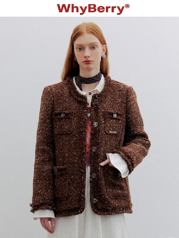 Small perfumed brown down jacket【s0000005777】 Wool Jacket Cashmere Jacket Tweed Jacket