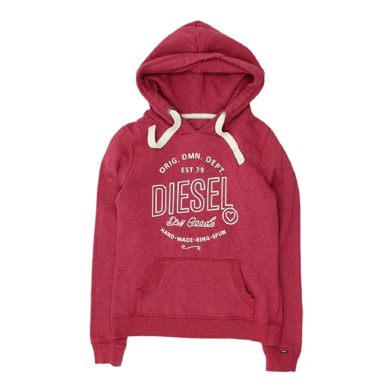 Diesel Womens Pink Pullover Hoodie | Vintage Sportswear Hoody Sweater VTG Tight Sleeve Top Diesel Womens Pink Pullover Hoodie | Vintage Sportswear Hoody Sweater VTG Tight Sleeve Top