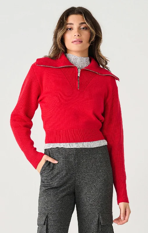 Dex Half Zip Textured Sweater Solid Print Embellished