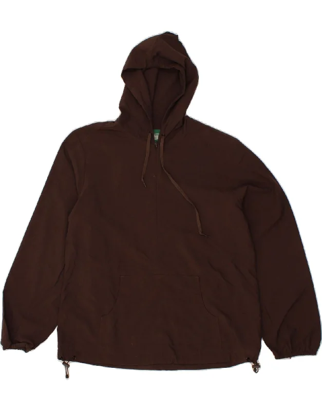 L.L.BEAN Womens Hooded Pullover Rain Jacket UK 14 Medium Brown Nylon Ruffle Neck Pullover L.L.BEAN Womens Hooded Pullover Rain Jacket UK 14 Medium Brown Nylon Ruffle Neck Pullover