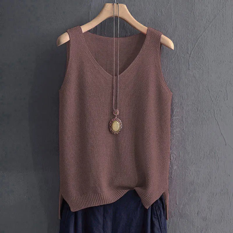 Big Size 5XL Solid Vintage Sleeveless Sweaters Vest Spring Autumn Loose V-Neck Pullover Fashion Casual Women Knit Tops 2022 New Boyleg Sleeve Pullover Big Size 5XL Solid Vintage Sleeveless Sweaters Vest Spring Autumn Loose V-Neck Pullover Fashion Casual Women Knit Tops 2022 New Boyleg Sleeve Pullover