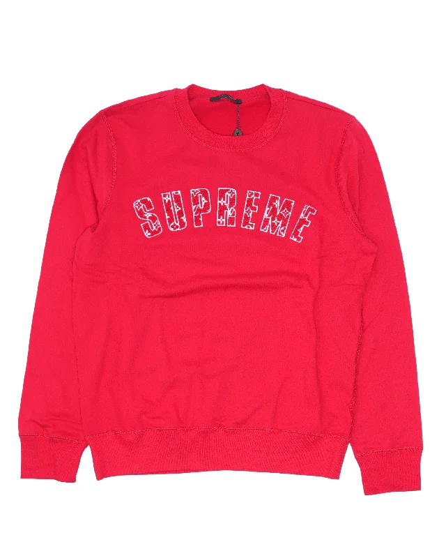 Supreme Arc Logo Sweatshirt Hoodie with Rolled Sleeves Casual Relaxed