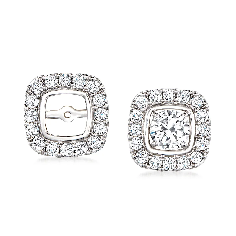 Ross-Simons Diamond Earring Jackets in 14kt White Gold Cotton Fabric Linen Fabric Terry Fabric