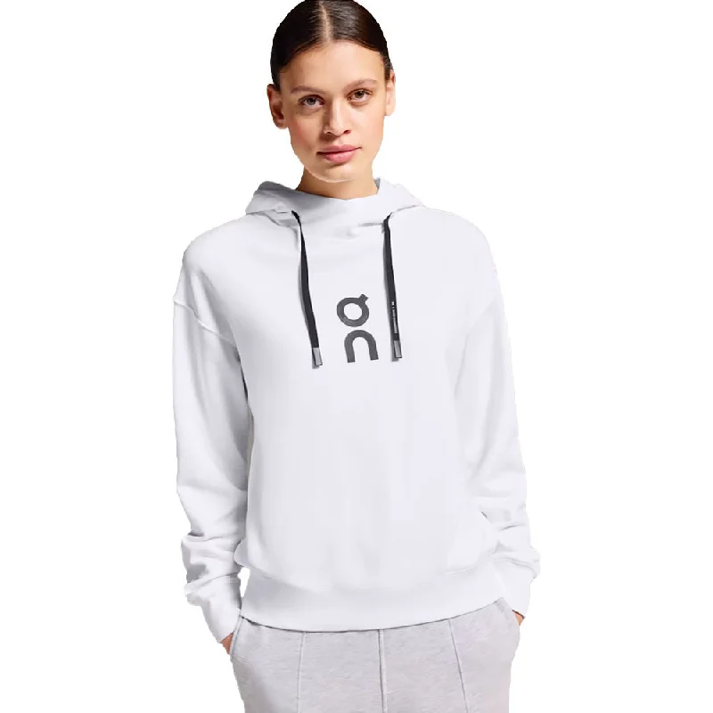 On Womens Club Hoodie - White Hoodie with Cuffed Sleeves Snug Secure