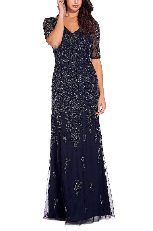 Adrianna Papell AP1E206462 P - Short Sleeve Beaded Evening Dress Turtleneck Warm Winter Adrianna Papell AP1E206462 P - Short Sleeve Beaded Evening Dress Turtleneck Warm Winter