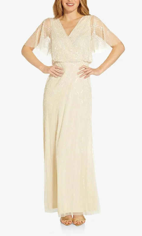 Adrianna Papell AP1E209650 - Beaded Flutter Sleeve Evening Dress Tunics Floral girly Adrianna Papell AP1E209650 - Beaded Flutter Sleeve Evening Dress Tunics Floral girly