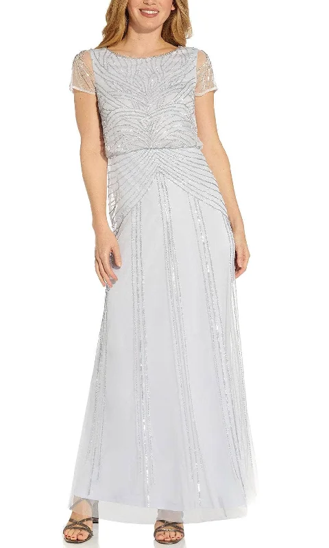 Adrianna Papell AP1E209663 - Short Sleeve Embellished Evening Dress Tunics stripes playful Adrianna Papell AP1E209663 - Short Sleeve Embellished Evening Dress Tunics stripes playful