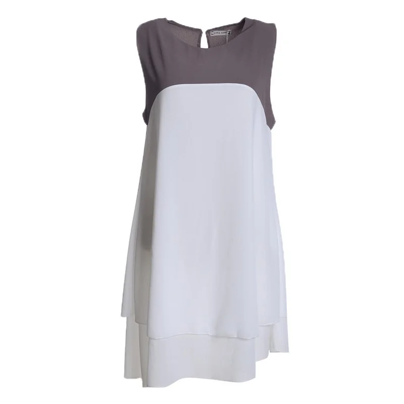 Summer Dress 2022 Women Casual evening Party Dress mujer Asymmetrical Patchwork Sleeveless Chiffon feminino Dress white Tunics Custom made Summer Dress 2022 Women Casual evening Party Dress mujer Asymmetrical Patchwork Sleeveless Chiffon feminino Dress white Tunics Custom made