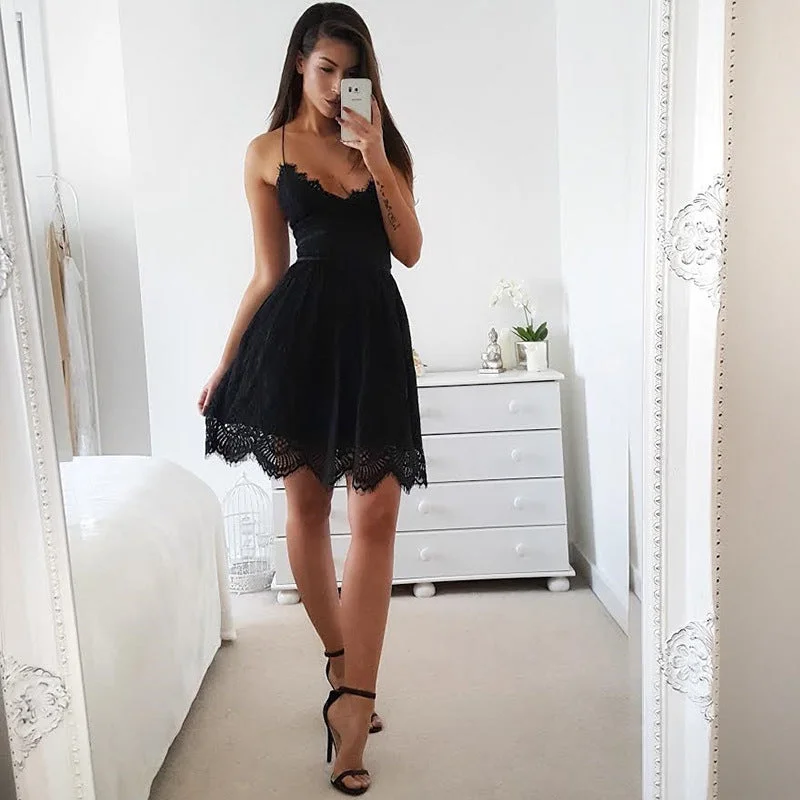 Spaghetti Strap Sexy Lace Dress Women Sleeveless V-Neck Loose Summer Dress Cotton Black Elegant Party Dresses Tunics Satin smooth Spaghetti Strap Sexy Lace Dress Women Sleeveless V-Neck Loose Summer Dress Cotton Black Elegant Party Dresses Tunics Satin smooth