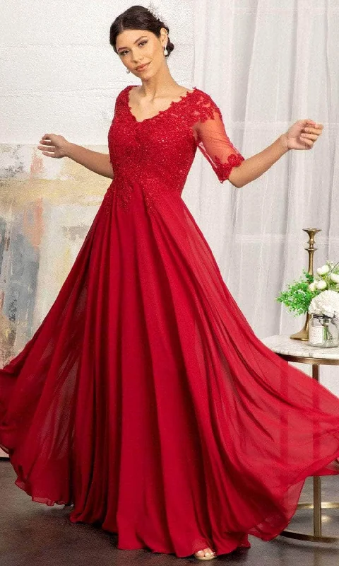 Elizabeth K GL1982 - Applique-Ornate Quarter Sleeve Evening Dress Tunics Essential wardrobe Elizabeth K GL1982 - Applique-Ornate Quarter Sleeve Evening Dress Tunics Essential wardrobe