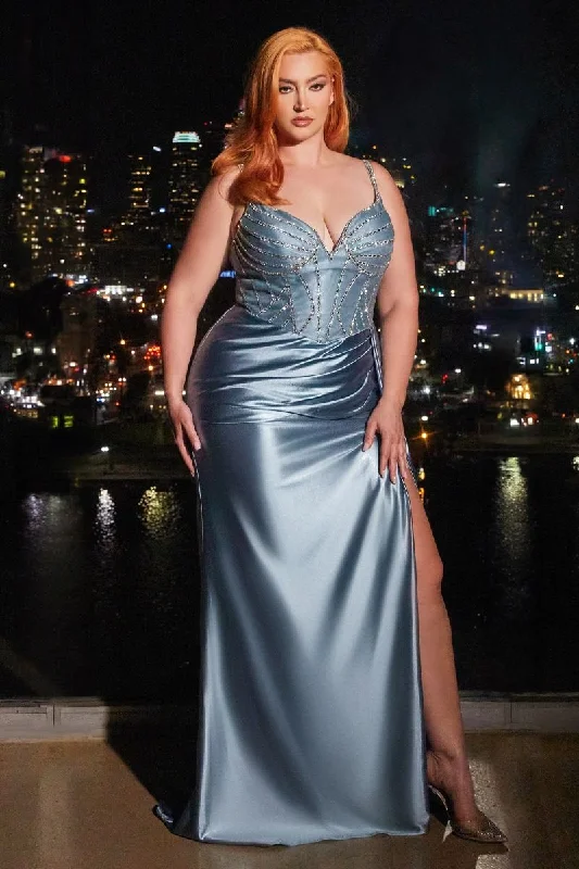 Embellished Satin Sweetheart Side Slit Plus Size Long Evening Dress CDCDS440C Tunics Sophisticated sleek Embellished Satin Sweetheart Side Slit Plus Size Long Evening Dress CDCDS440C Tunics Sophisticated sleek
