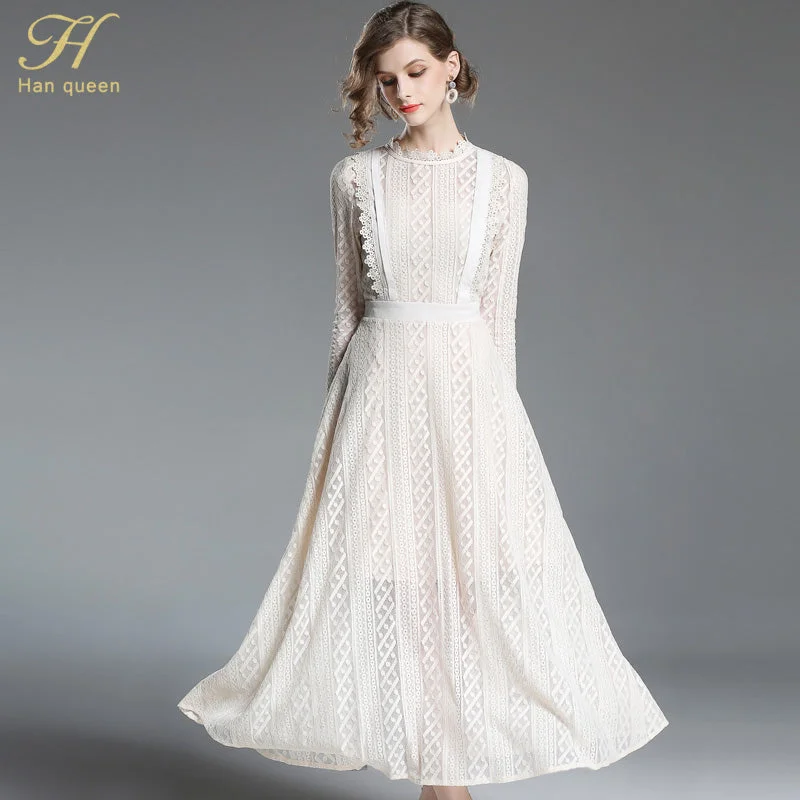 2022 Spring Women Lace Dress High-End Ladies O-Neck stitching Runway Vintage Female Slim Sexy Party Dresses sweetheart Neckline Romantic 2022 Spring Women Lace Dress High-End Ladies O-Neck stitching Runway Vintage Female Slim Sexy Party Dresses sweetheart Neckline Romantic