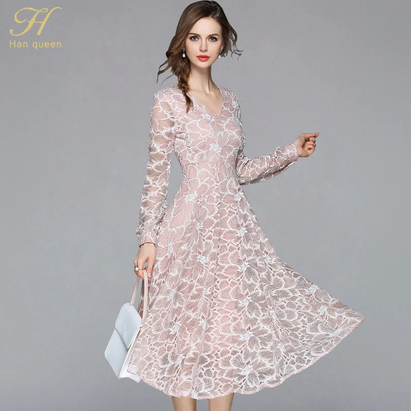 2022 Summer Lace Dress Work Casual Slim Work Women Party Dresses V-neck Sexy Hollow Out A-line Vintage Vestidos Crew Neckline Casual 2022 Summer Lace Dress Work Casual Slim Work Women Party Dresses V-neck Sexy Hollow Out A-line Vintage Vestidos Crew Neckline Casual