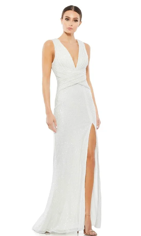 Ieena Duggal - 26598I Sequined Evening Dress Square Neckline Feminine