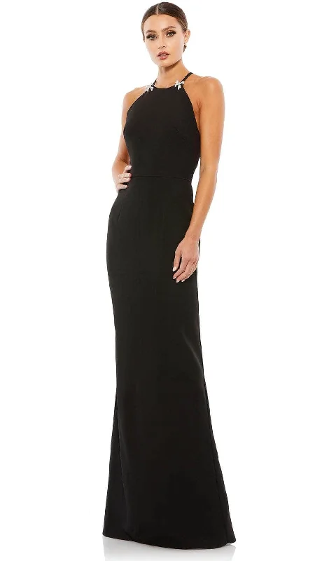 Ieena Duggal A26618 - Halter Neck Column Evening Dress Boatneck Modish Everyday