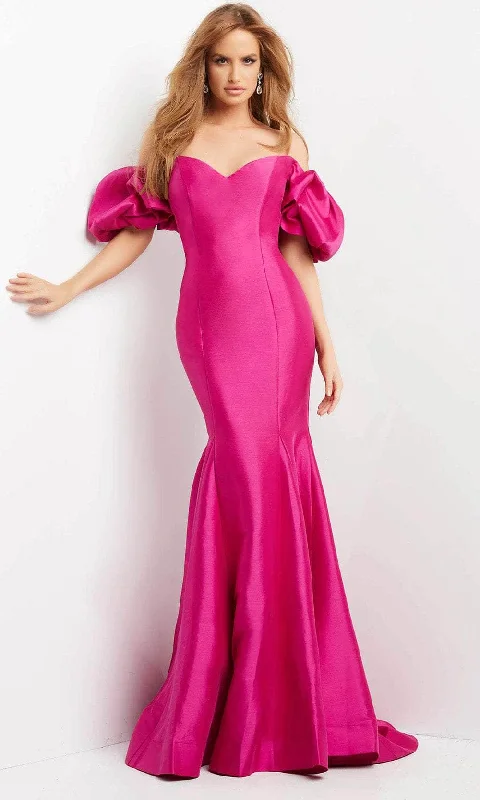 Jovani 09031 - Puff Sleeve Off Shoulder Evening Dress Tunics Bridal satin
