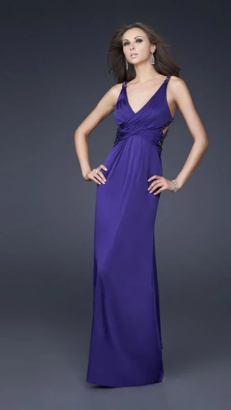 La Femme 16152SC Deep V-neckline with Strappy Back Evening Dress Tunics Versatile stylish