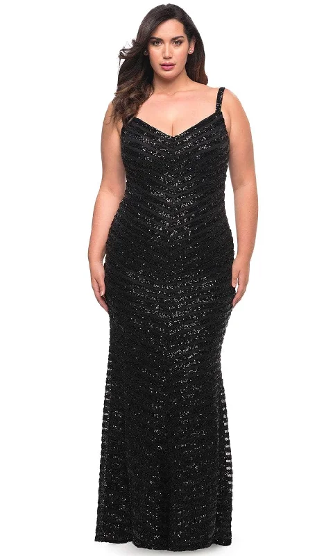 La Femme 29622 - V-Striped Evening Dress Tunics Stylish modern