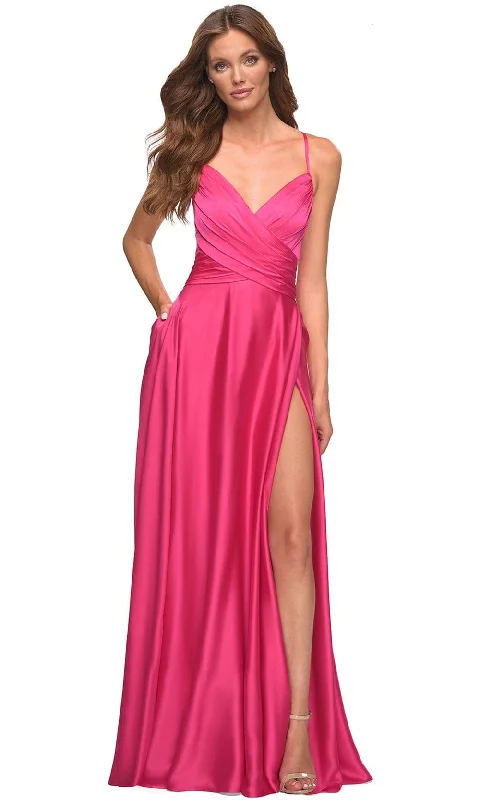 La Femme 30616 - Ruched V-Neck Evening Dress Tunics Practical easy-care