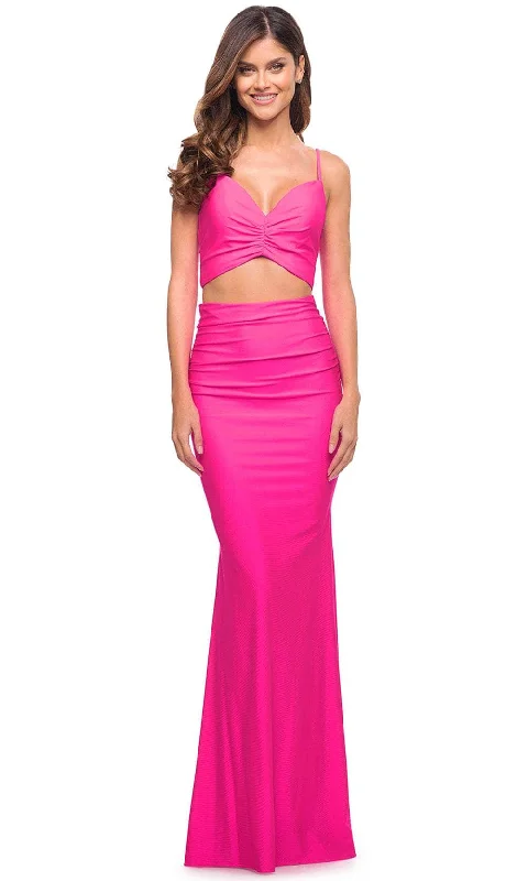 La Femme 30678 - Neon Two-Piece Evening Dress Sequined Elegant Party