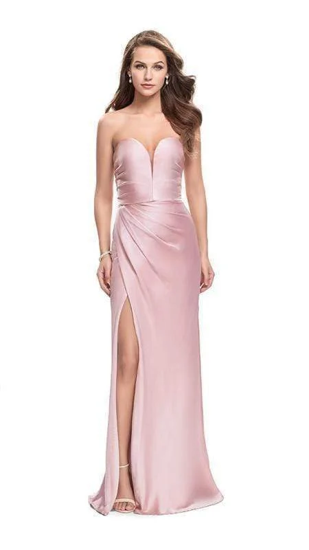 La Femme - Plunging Sweetheart Satin Sheath Evening Dress 26017SC Tunics Top rated