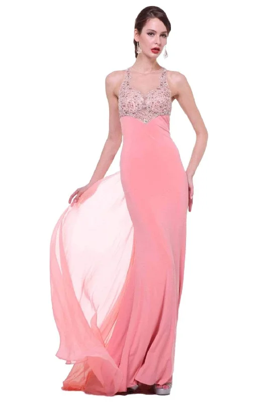 Ladivine 8744 - Beaded Illusion Sheat Evening Dress Tunics Top Casual