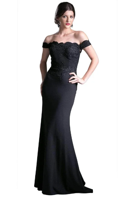 Ladivine CF158 - Off Shoulder Gown in Stretch Crepe Evening Dress Tunics Lace romantic Ladivine CF158 - Off Shoulder Gown in Stretch Crepe Evening Dress Tunics Lace romantic