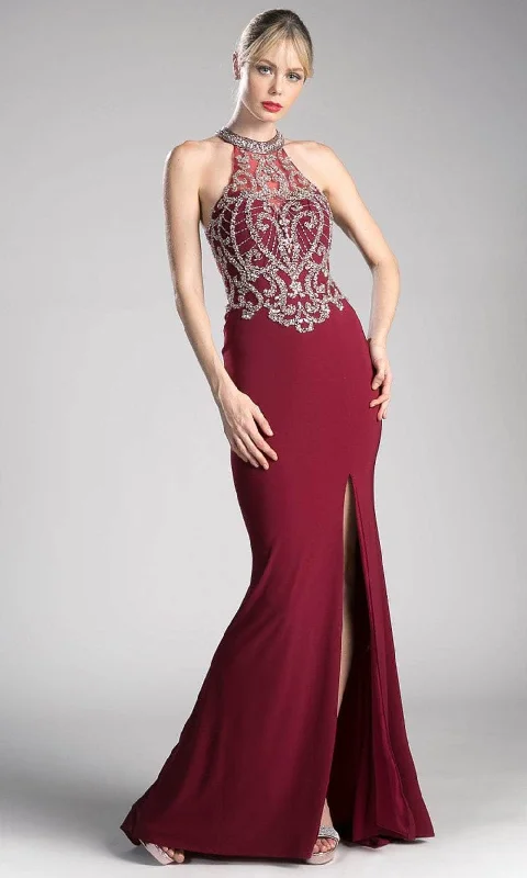 Ladivine ML202 - Beaded Halter Neck Evening Dress Off-the-shoulder Chic Trendy