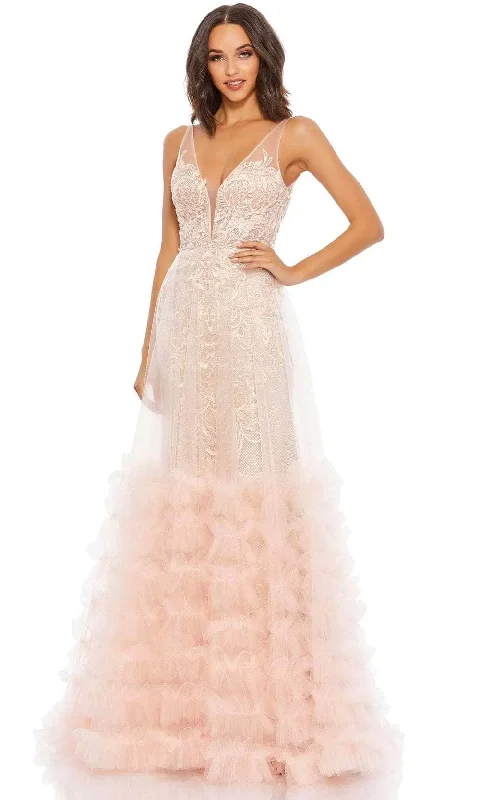 Mac Duggal 11183 - Sleeveless Ruffled Evening Dress Glittery Long Formal