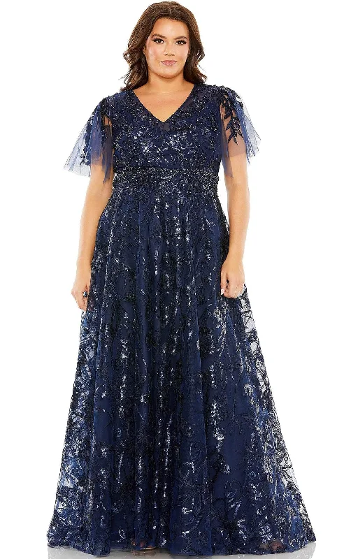 Mac Duggal 20469 - Embellished V-neck Evening Dress High-Low Hemline Casual