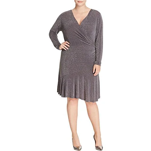 Michael Kors Womens Plus Long Sleeve Wrap Evening Dress Tunics Winter warm