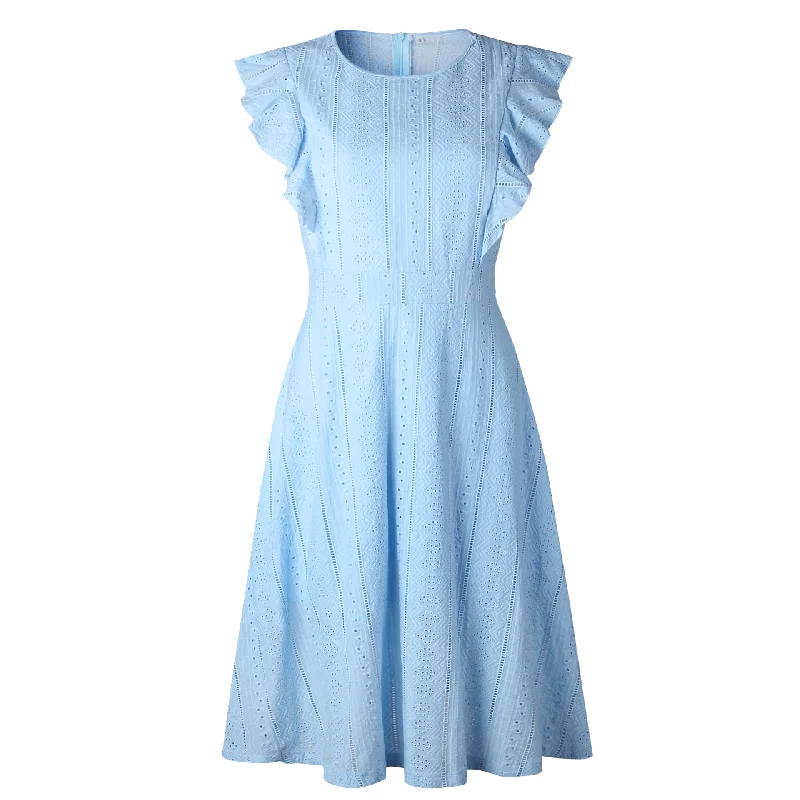 Elegant Patchwork Lace Summer Dress Women Ruffles Midi O Neck Female Tunic 2022 A Line Zipper Bridesmaid Party Dresses Crew Neckline Casual Elegant Patchwork Lace Summer Dress Women Ruffles Midi O Neck Female Tunic 2022 A Line Zipper Bridesmaid Party Dresses Crew Neckline Casual