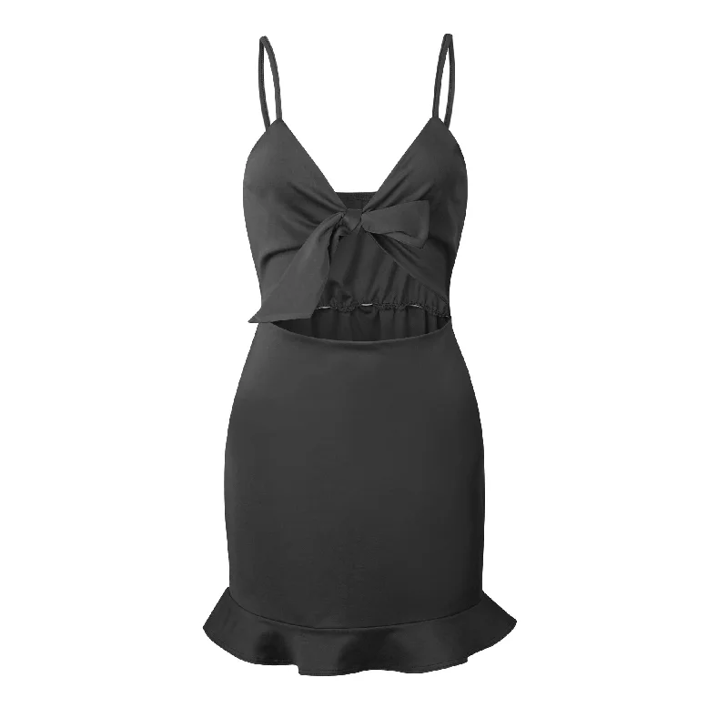 Sexy Strapless Ruffles Summer Dress Robe Female Backless Hollow Out Bow tie Beach Tunic 2022 Bandage Party Dresses Crew Neckline Sporty Sexy Strapless Ruffles Summer Dress Robe Female Backless Hollow Out Bow tie Beach Tunic 2022 Bandage Party Dresses Crew Neckline Sporty