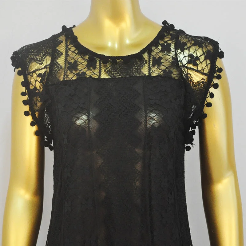 Summer Dress 2022 New Women Casual Beach Short Dress Tassel Black White Mini Lace Dress Sexy Party Dresses Vestidos S-XXL A-Line Day Work Summer Dress 2022 New Women Casual Beach Short Dress Tassel Black White Mini Lace Dress Sexy Party Dresses Vestidos S-XXL A-Line Day Work