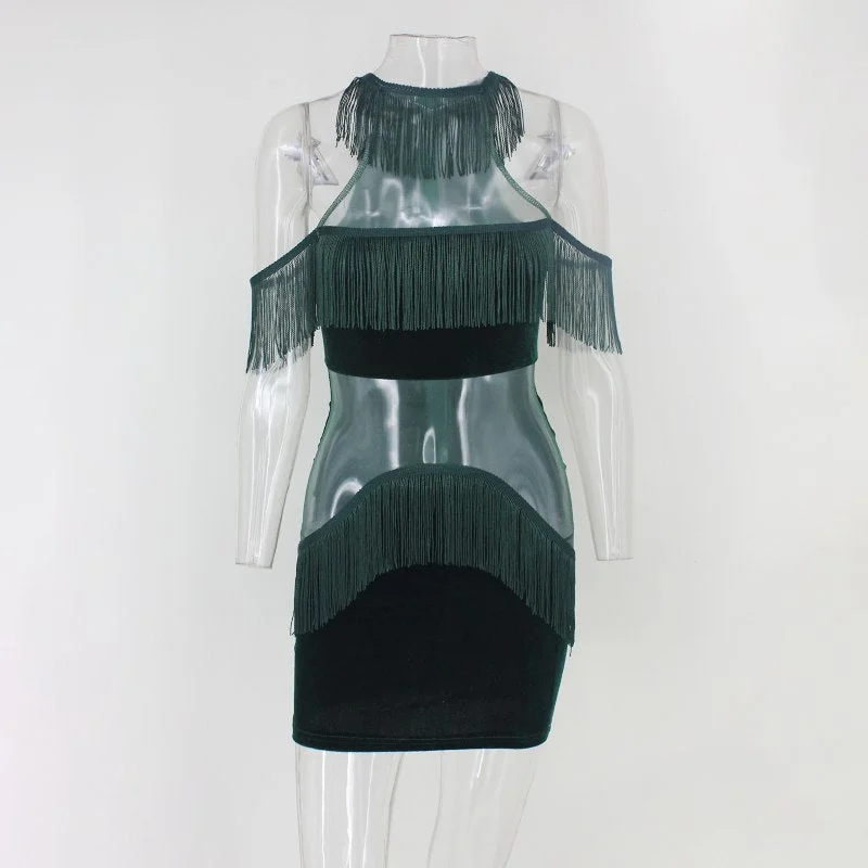 New Summer Tassel mini Dress Women Vestidos Sexy Women Evening Party Dress tassel patchwork Elegant Lady Dresses Satin Halter Glamorous New Summer Tassel mini Dress Women Vestidos Sexy Women Evening Party Dress tassel patchwork Elegant Lady Dresses Satin Halter Glamorous