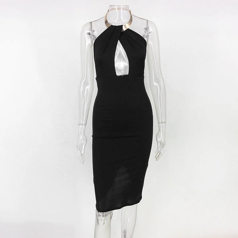 Hollow Out Halter Party Dresses Women Backless sexy Dress women Bodycon Bandage Midi Pencil night Club Dress vestidos Glittery Long Formal Hollow Out Halter Party Dresses Women Backless sexy Dress women Bodycon Bandage Midi Pencil night Club Dress vestidos Glittery Long Formal