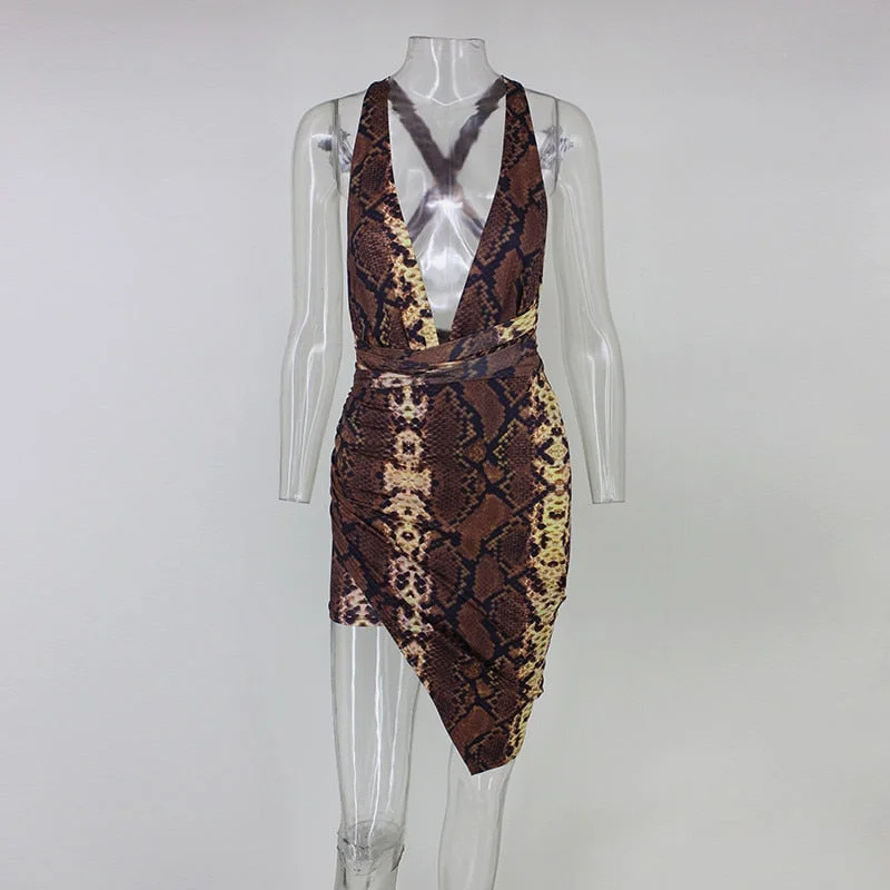 Sexy deep v neck Sleeveless Printing Mini Dress Women Print Floral Backless Party Dresses Vestidos night Club Wear Tunics Sophisticated sleek Sexy deep v neck Sleeveless Printing Mini Dress Women Print Floral Backless Party Dresses Vestidos night Club Wear Tunics Sophisticated sleek