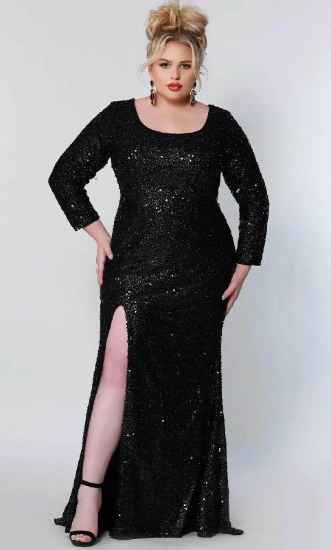 Sydney's Closet - SC7320 Scoop Sequin Evening Dress Tunics Distressed trendy