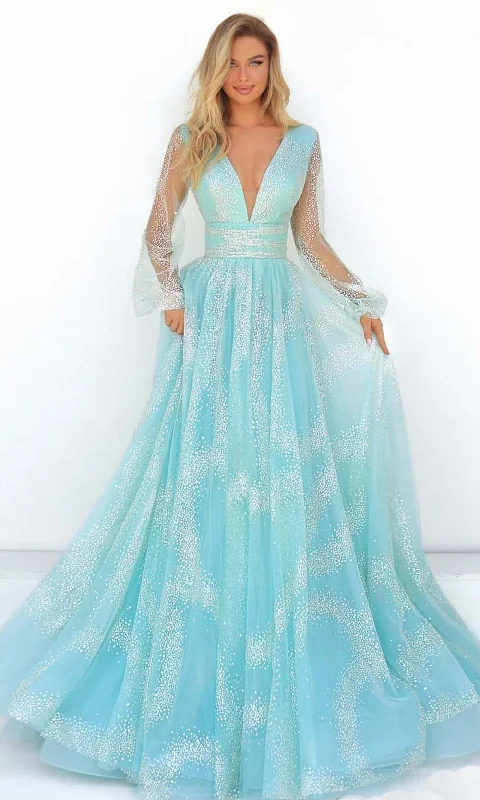 Tarik Ediz - 51026 Embellished Plunging V-Neck Evening Dress Tunics Designer luxury