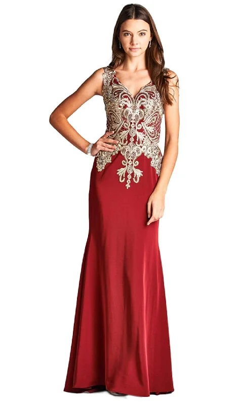 Trevi Collection - Embroidered Sheath Evening Dress L1695 Tunics Velvet soft