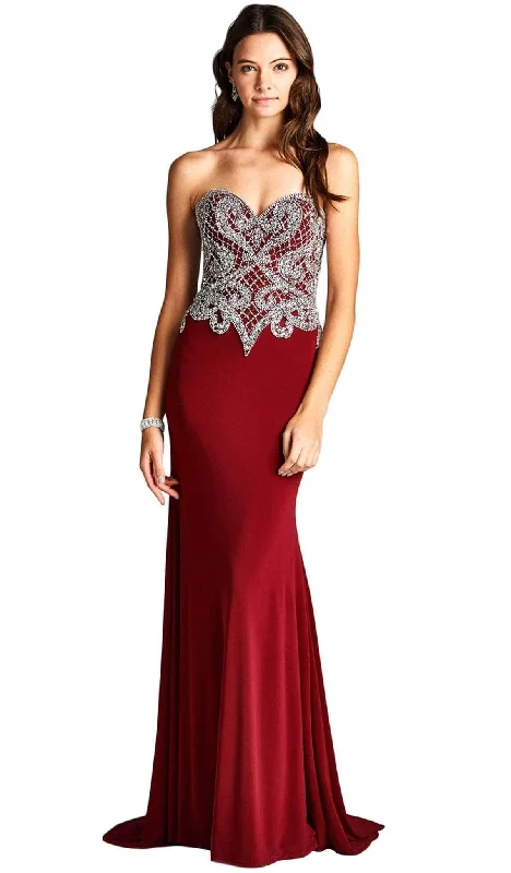 Trevi Collection - L1887 Fitted Strapless Embellished Evening Dress Tunics Lace romantic