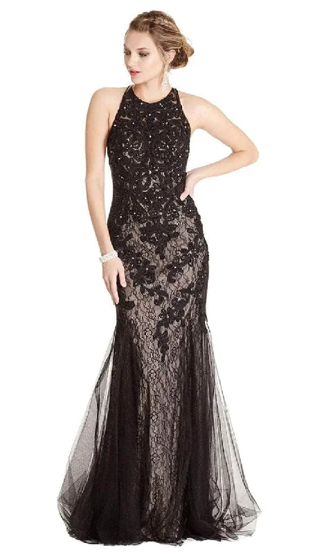 Trevi Collection - L1865 Sleeveless Halter Neck Evening Dress Tunics Fleece cozy
