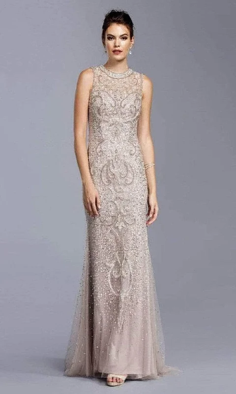 Trevi Collection L1975 - Bedazzled Sleeveless Evening Dress Tunics Satin smooth