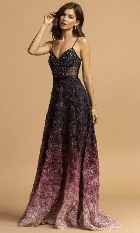 Trevi Collection - V-Neck Ombre A-Line Evening Dress L2224 Tunics Silk luxurious